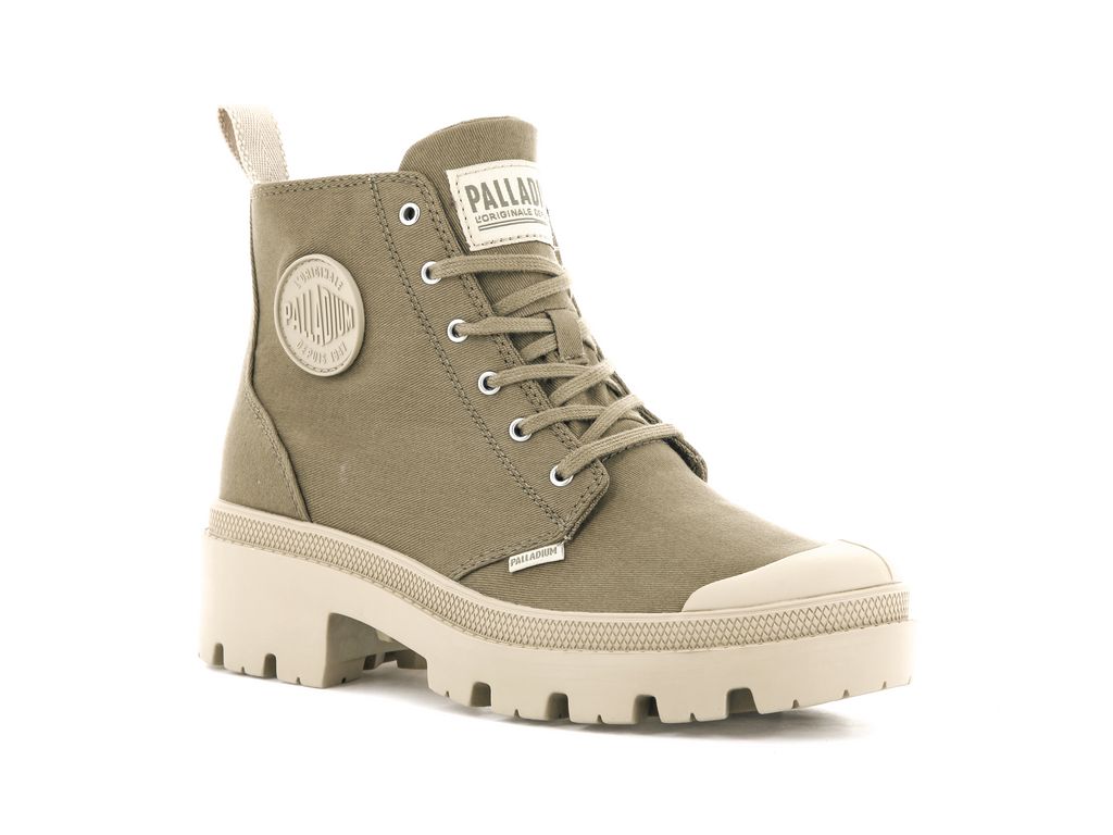 Palladium Pallabase Twill Bot Kadın Butternut | 03487XOQB
