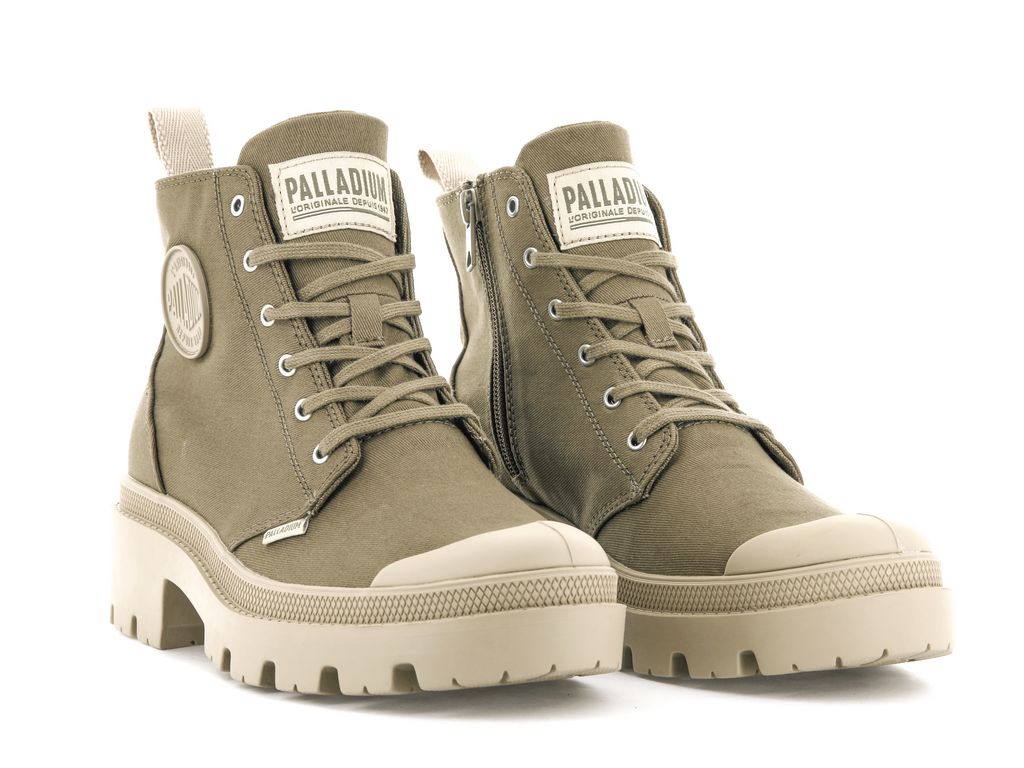 Palladium Pallabase Twill Bot Kadın Butternut | 03487XOQB