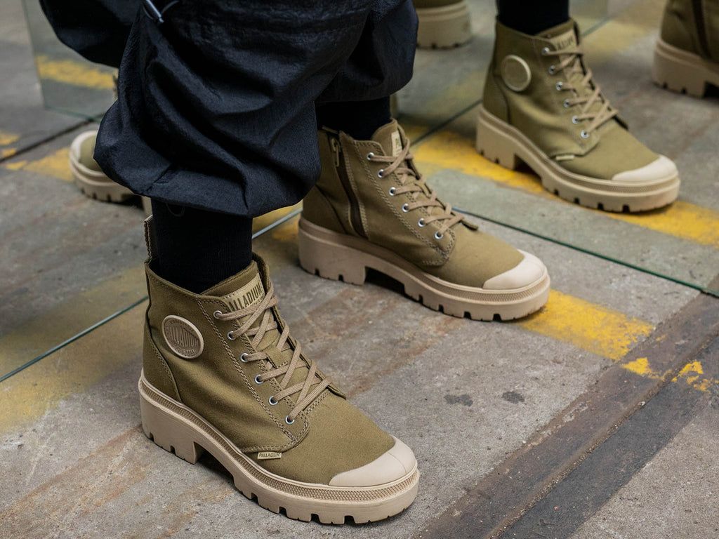 Palladium Pallabase Twill Bot Kadın Butternut | 03487XOQB