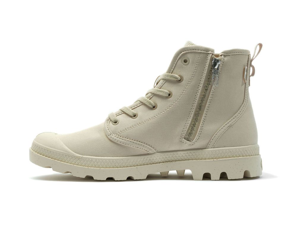 Palladium Pampa Hi Zip Organic Bot Kadın Sahara | 87214RZFQ